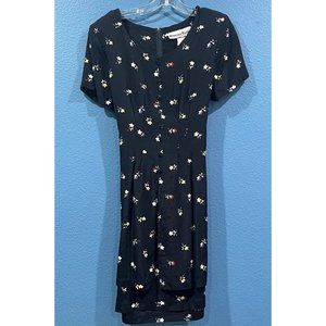 Vintage Another Thyme Floral Rayon Spring Dress With Overskirt Back Tie Size 10